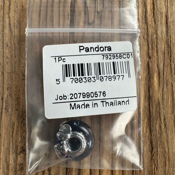 Pandora Disney Mickey and Minnie Blue Murano Glass Charm Silver - 792958C01 - Picture 5 of 6